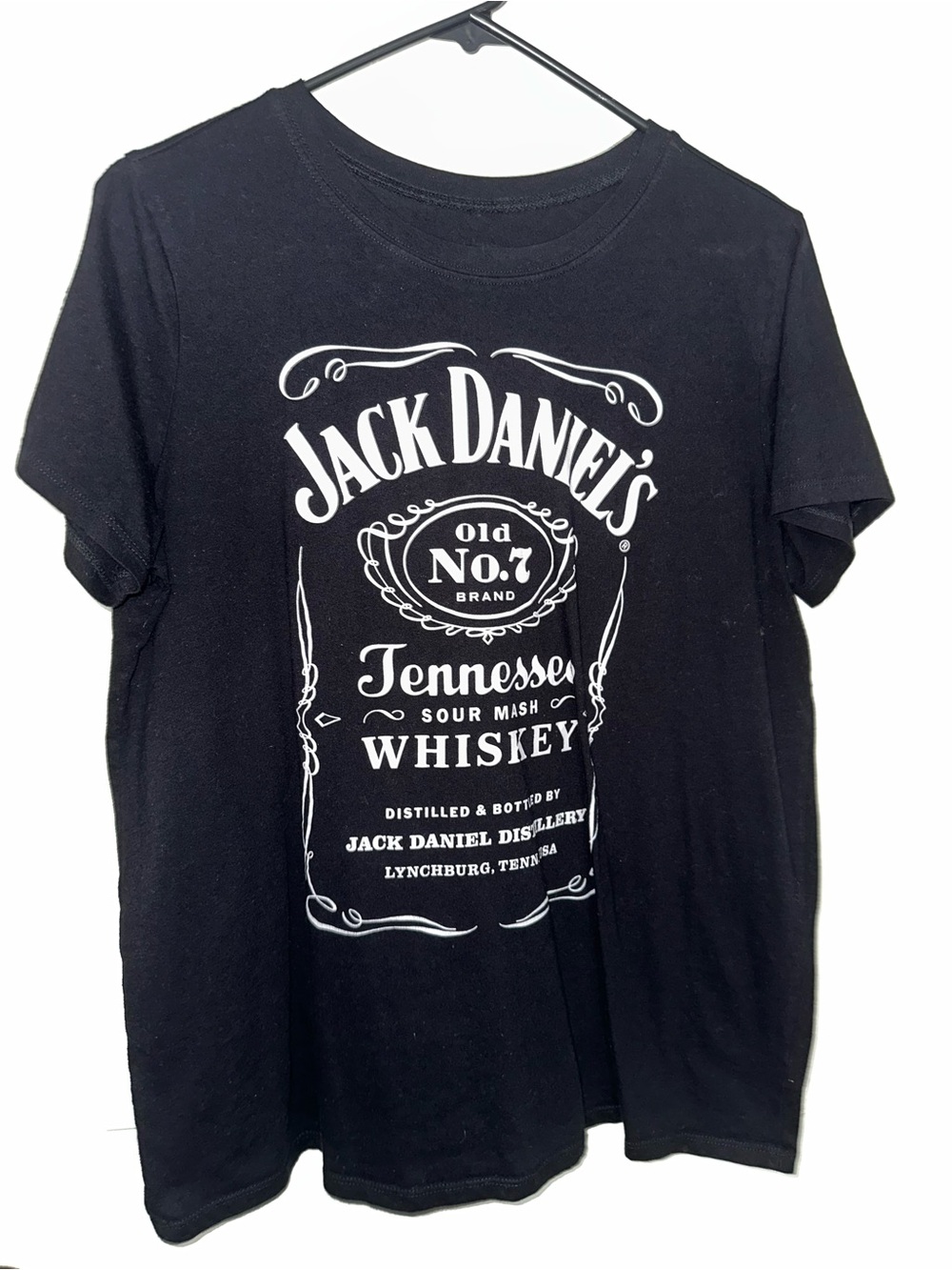 Jack Daniels Black Tee with White Tennessee Whiskey Logo